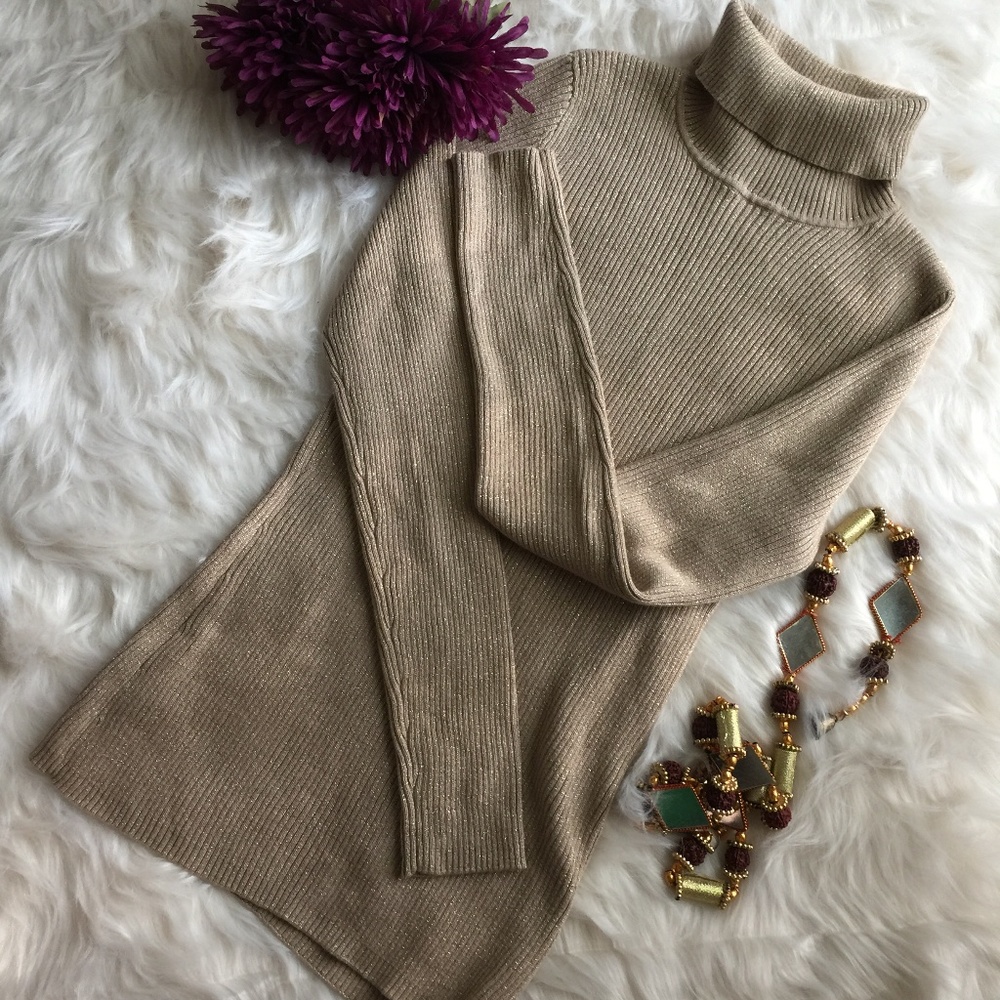 NWOT Basic Editions Gold & Sparkle Sweater
